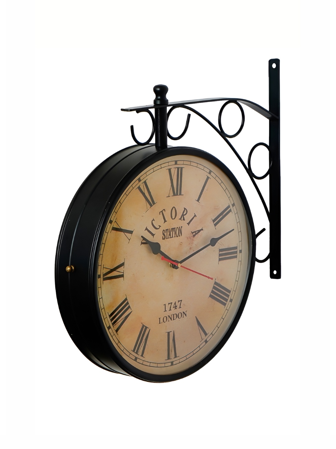 

CHRONIKLE Black & Brown Metal Printed Round Contemporary Wall Clock