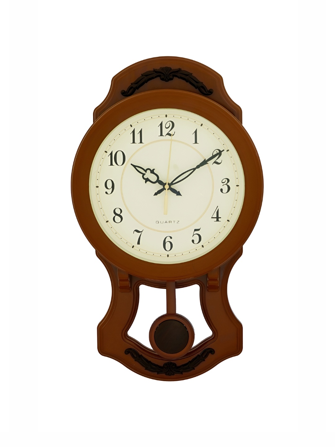 

CHRONIKLE Brown & Gold Toned Round Contemporary Wall Clock