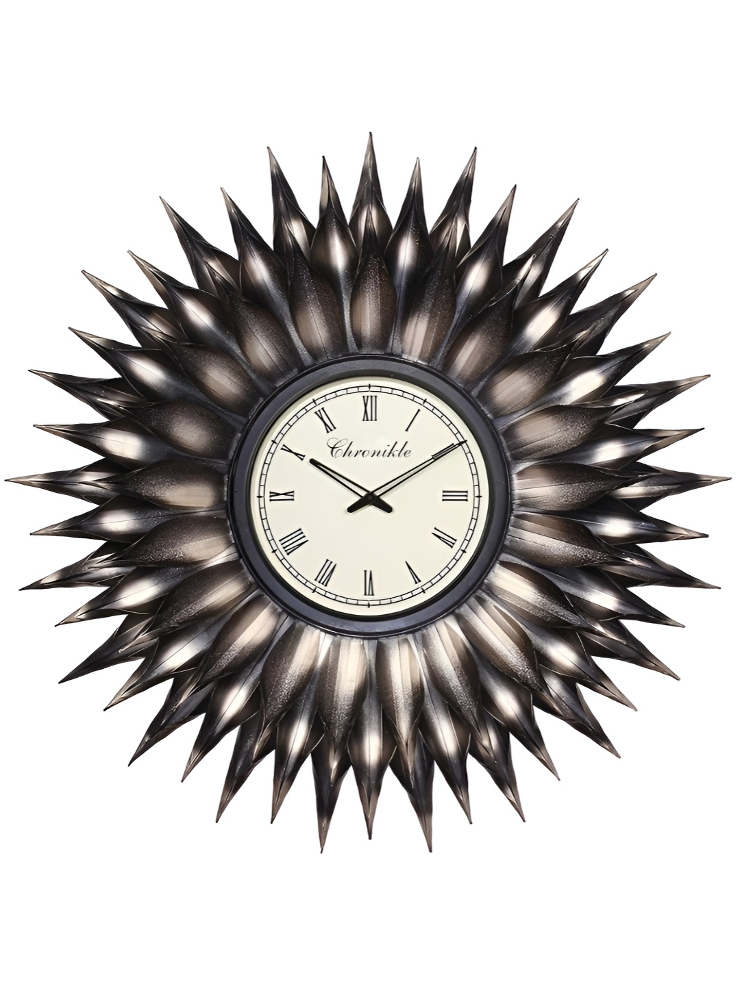 

CHRONIKLE Black Metal Round Textured Contemporary Wall Clock