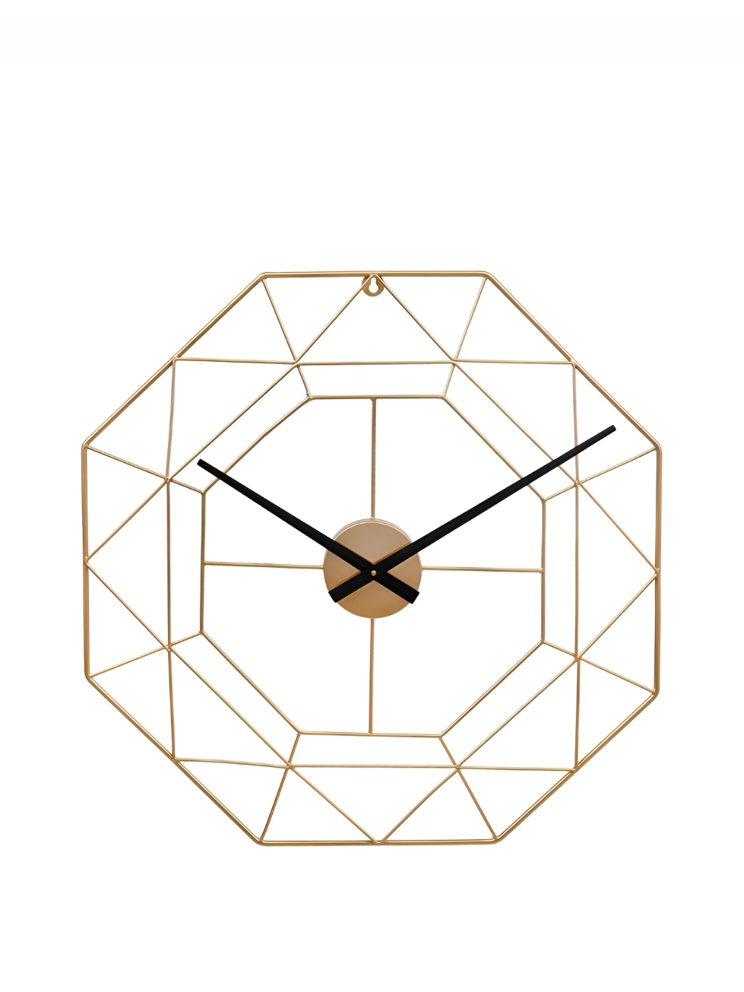 

CHRONIKLE GoldToned and Black Abstract Shaped Contemporary Wall Clock, Gold