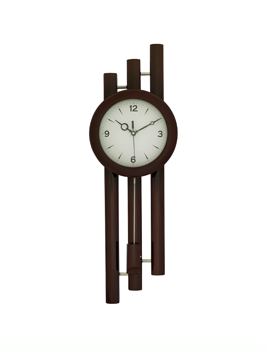 

CHRONIKLE Brown & White Wooden Abstract Traditional Pendulum Wall Clock