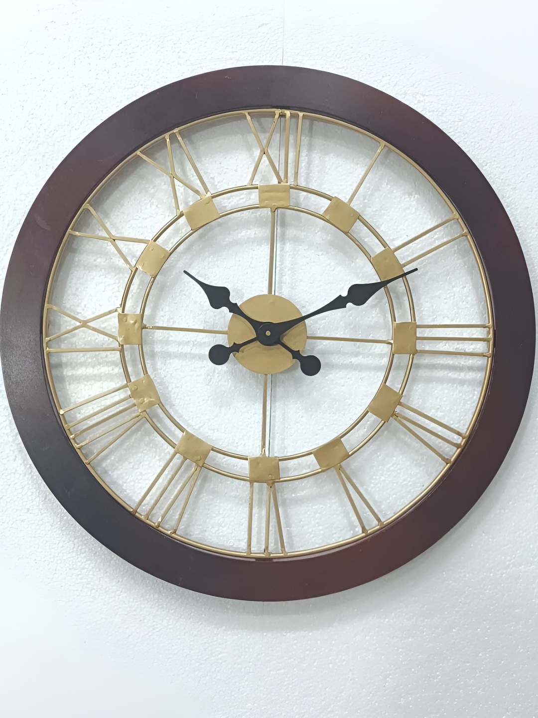 

CHRONIKLE Brown & Gold Toned Contemporary Rounded Wall Clock