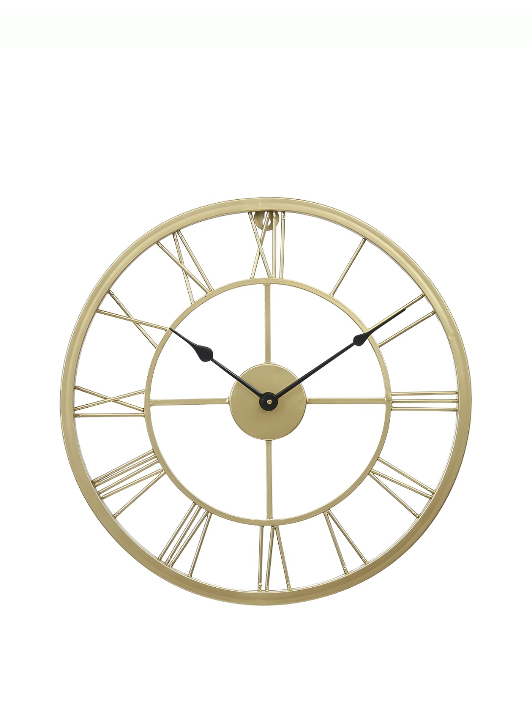 

CHRONIKLE Gold Toned Round Metal Traditional Wall Clock
