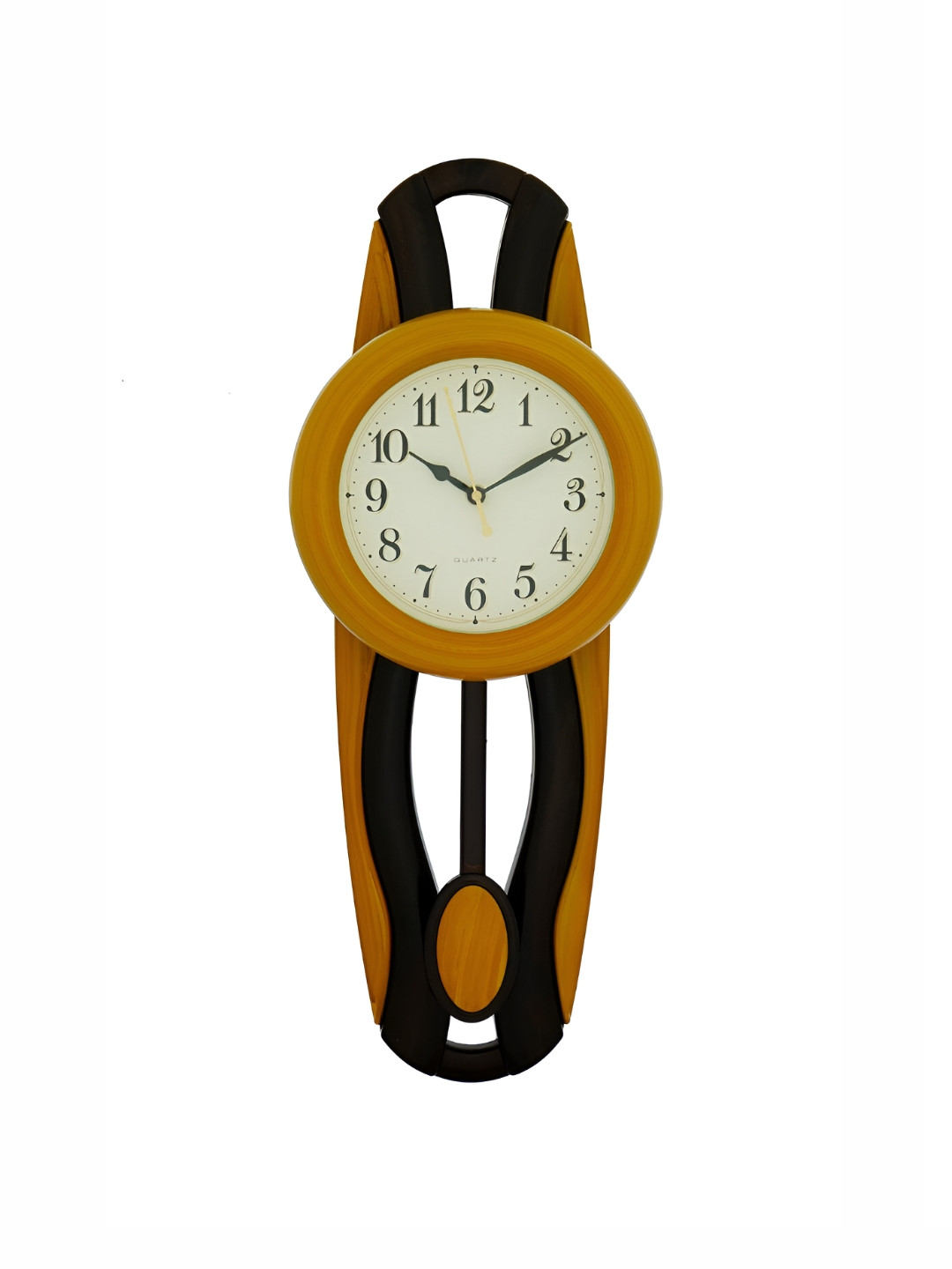 

CHRONIKLE Yellow & Brown Round Traditional Wall Clock