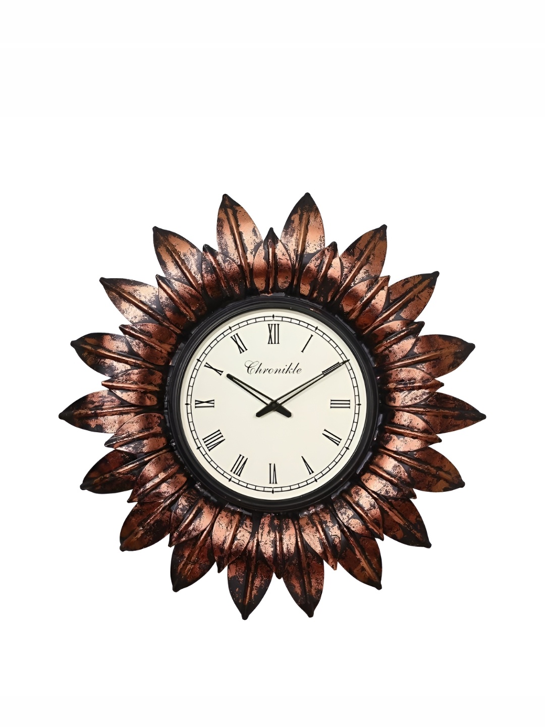 

CHRONIKLE Copper Toned & White Textured Round Traditional Wall Clock