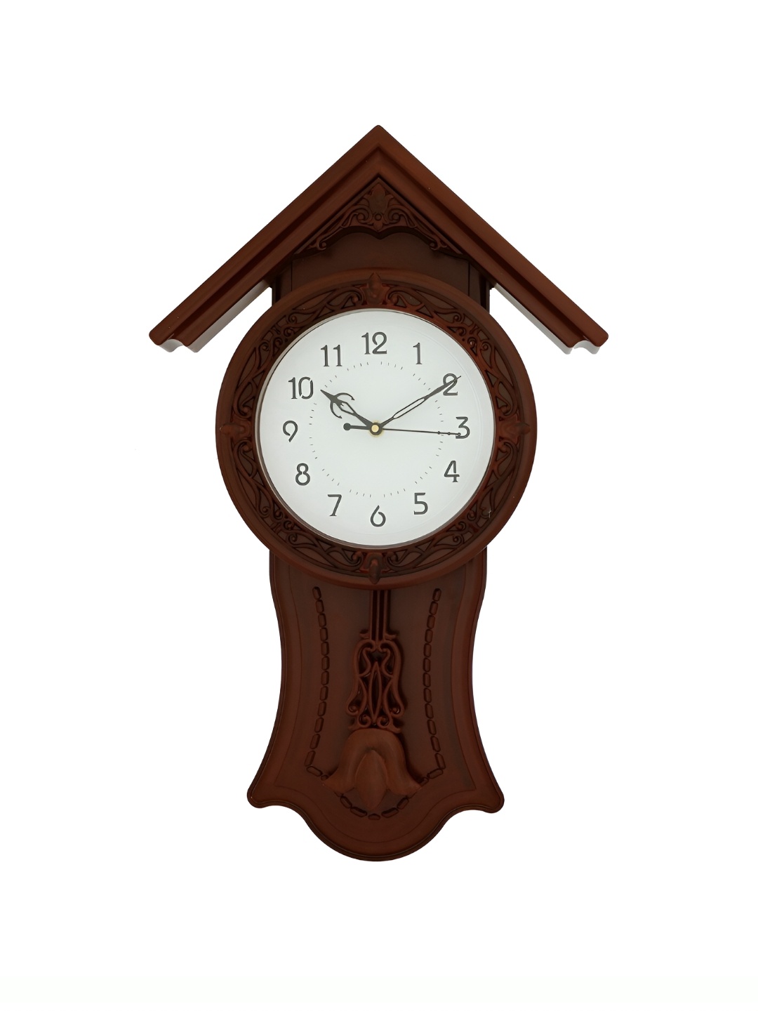 

CHRONIKLE Brown & White Wooden Round Traditional Wall Clock
