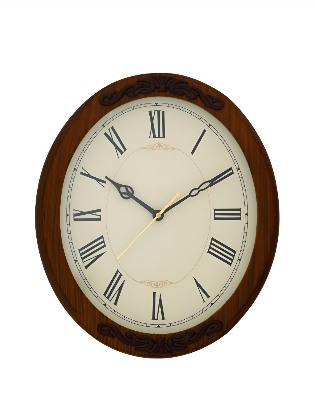 

CHRONIKLE Brown & Beige Wooden Round Contemporary Wall Clock