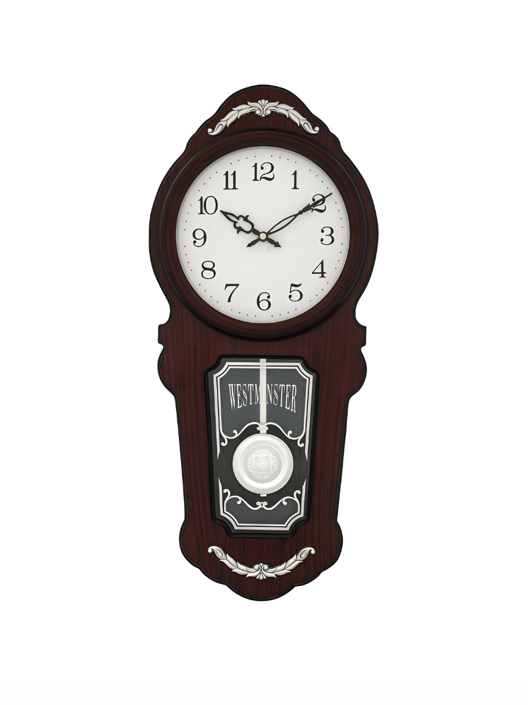 

CHRONIKLE Brown and White Round Analogue Contemporary Wall Clock