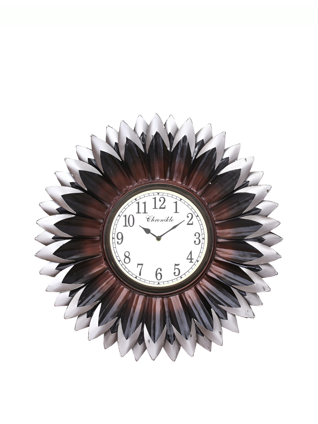 

CHRONIKLE Brown and White Round Analogue Contemporary Wall Clock