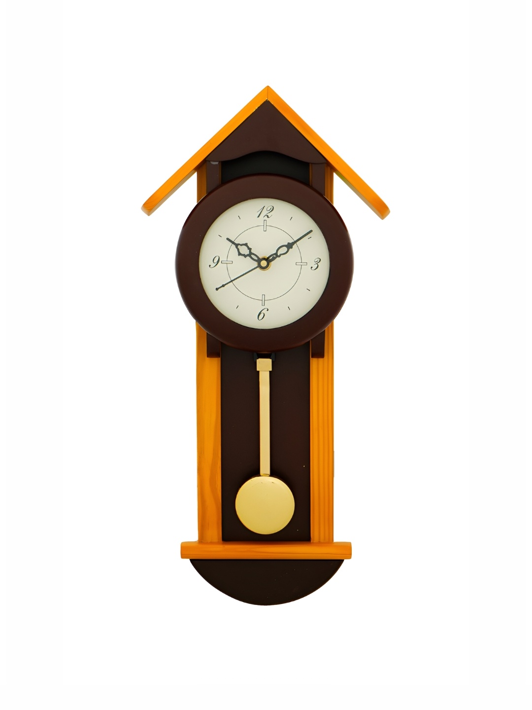 

CHRONIKLE Brown & Yellow Analogue Contemporary Wooden Wall Clock