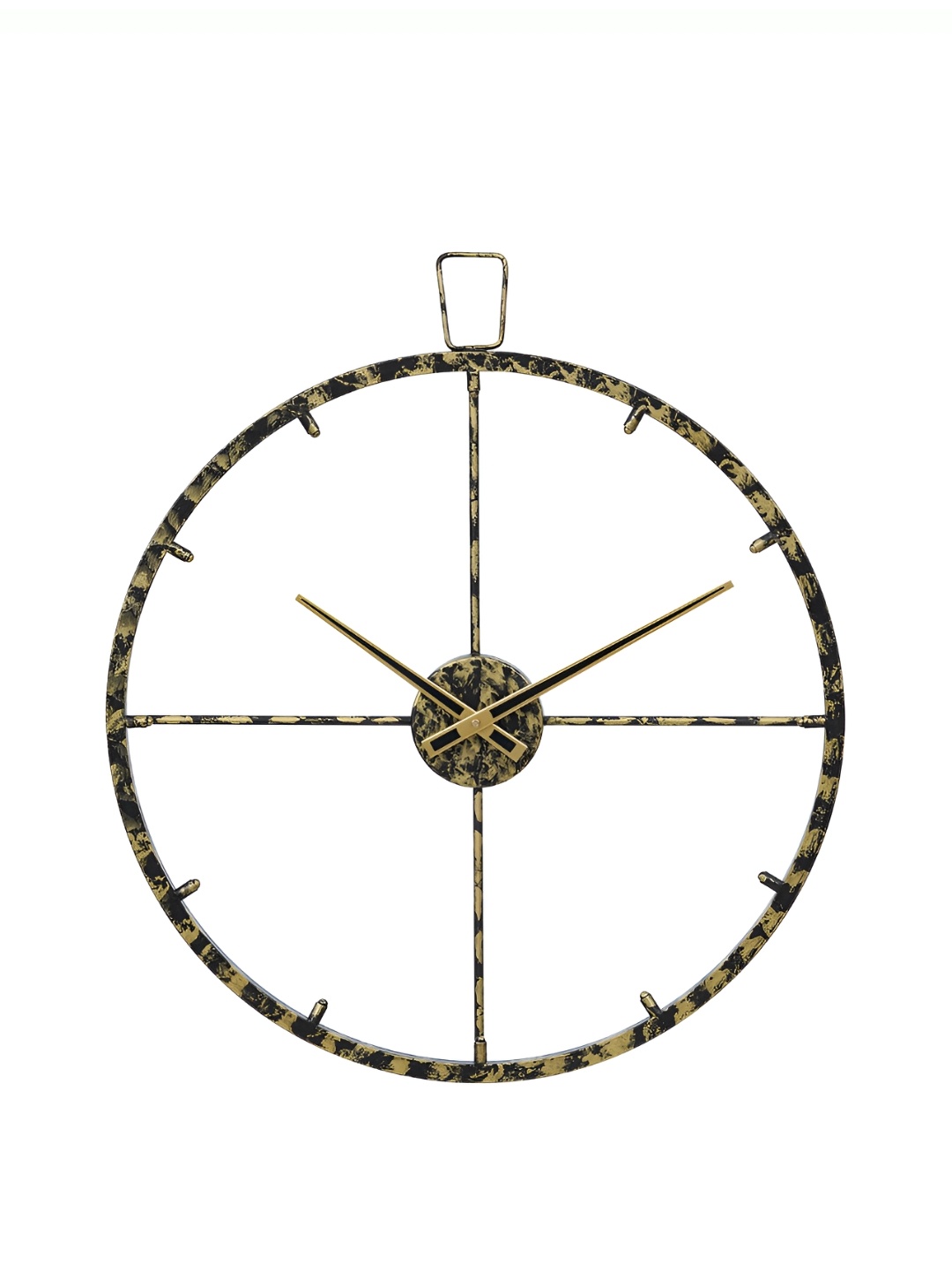 

CHRONIKLE Black & Gold Toned Colourblocked Round Contemporary Wall Clock