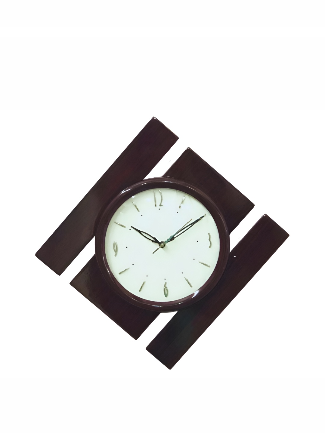 

CHRONIKLE Brown & White Wooden Abstract Contemporary Wall Clock