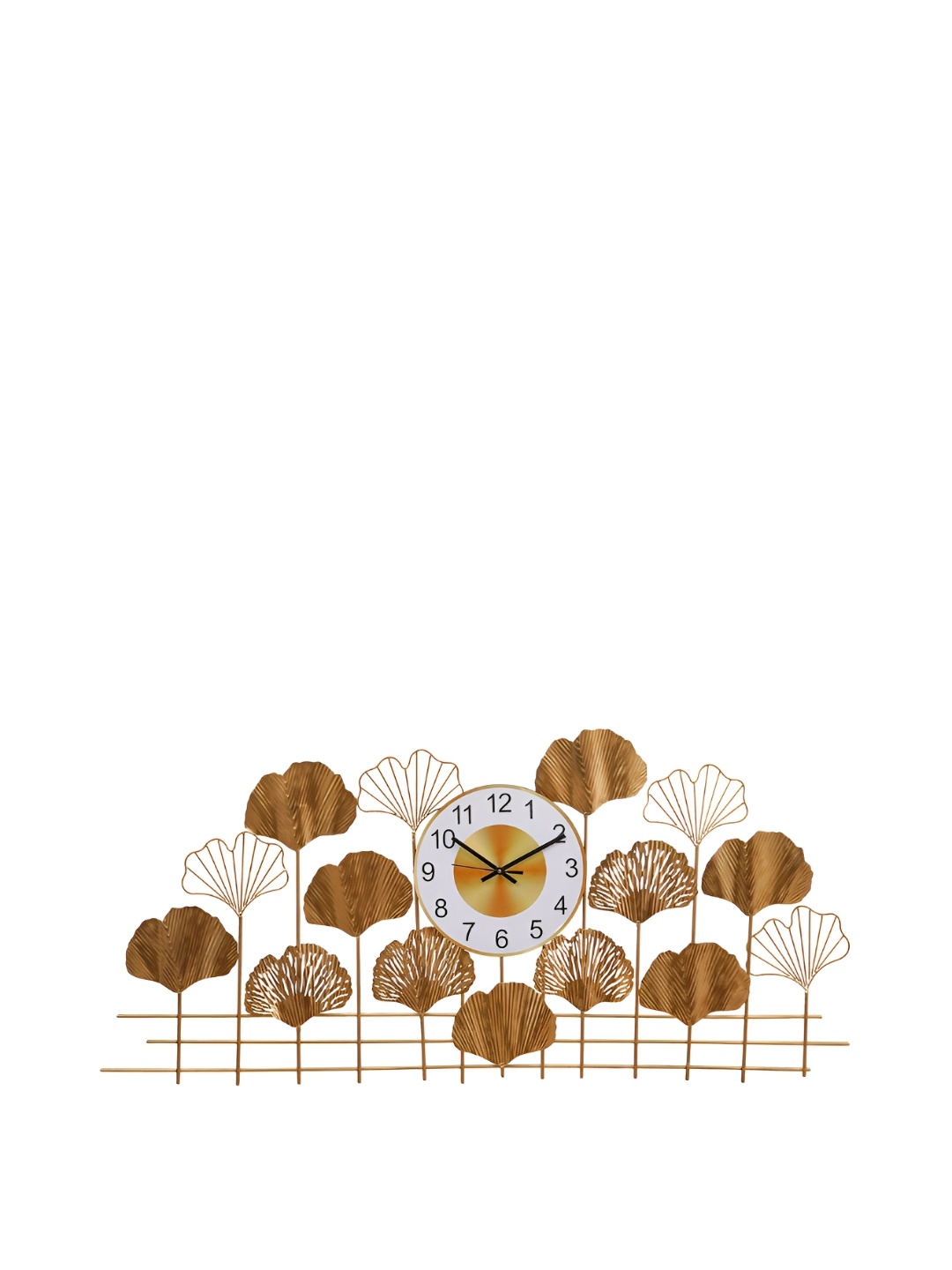 

CHRONIKLE Gold-Toned & White Abstract Round Contemporary Wall Clock