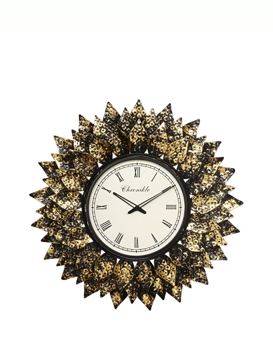 

CHRONIKLE GoldToned and Black Analogue Contemporary Wall Clock, Gold