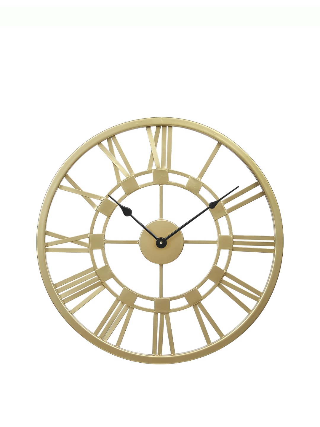 

CHRONIKLE Gold Toned & Black Round Metal Traditional Wall Clock