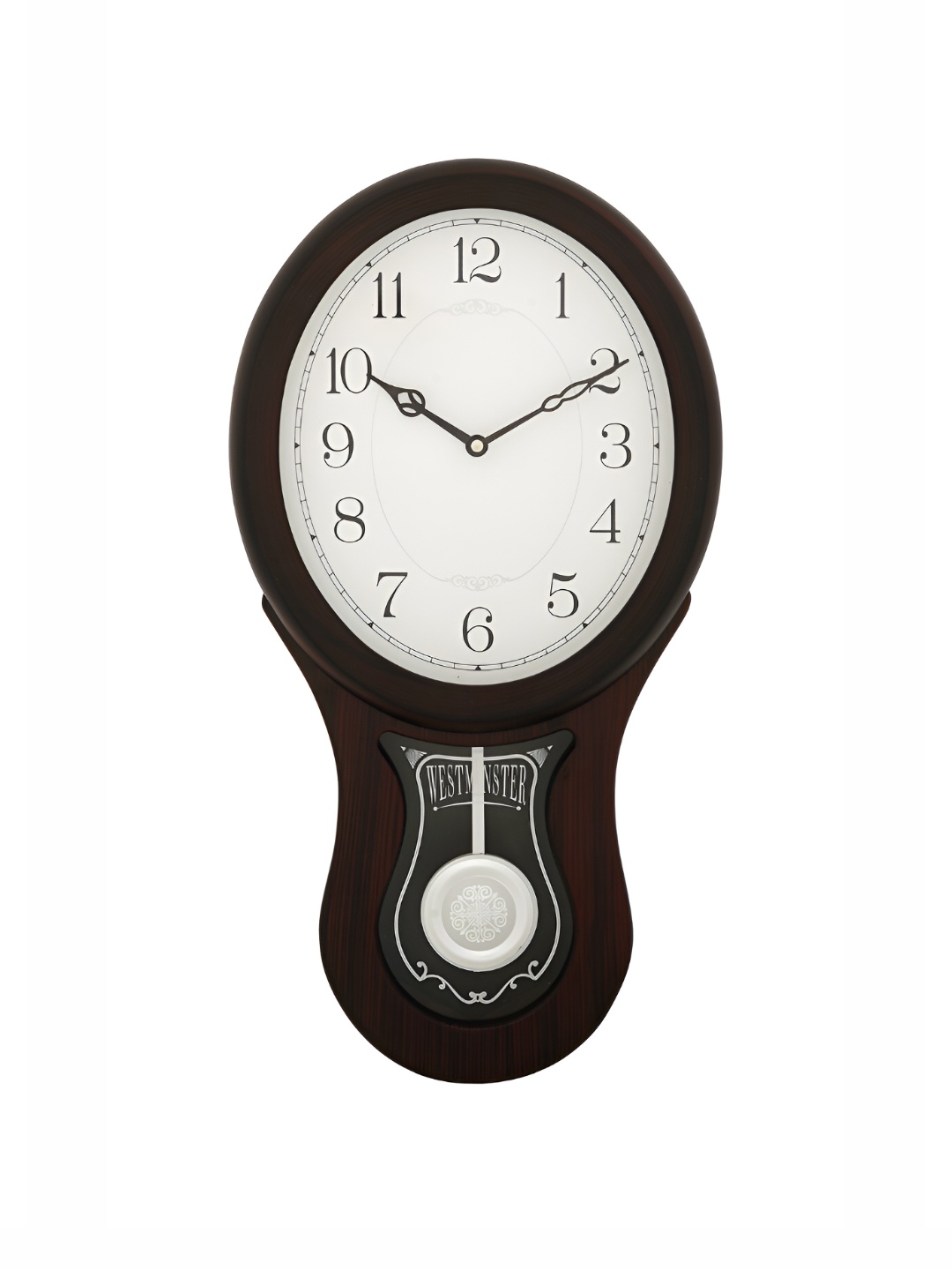 

CHRONIKLE Brown & White Wooden Oval Traditional Wall Clock