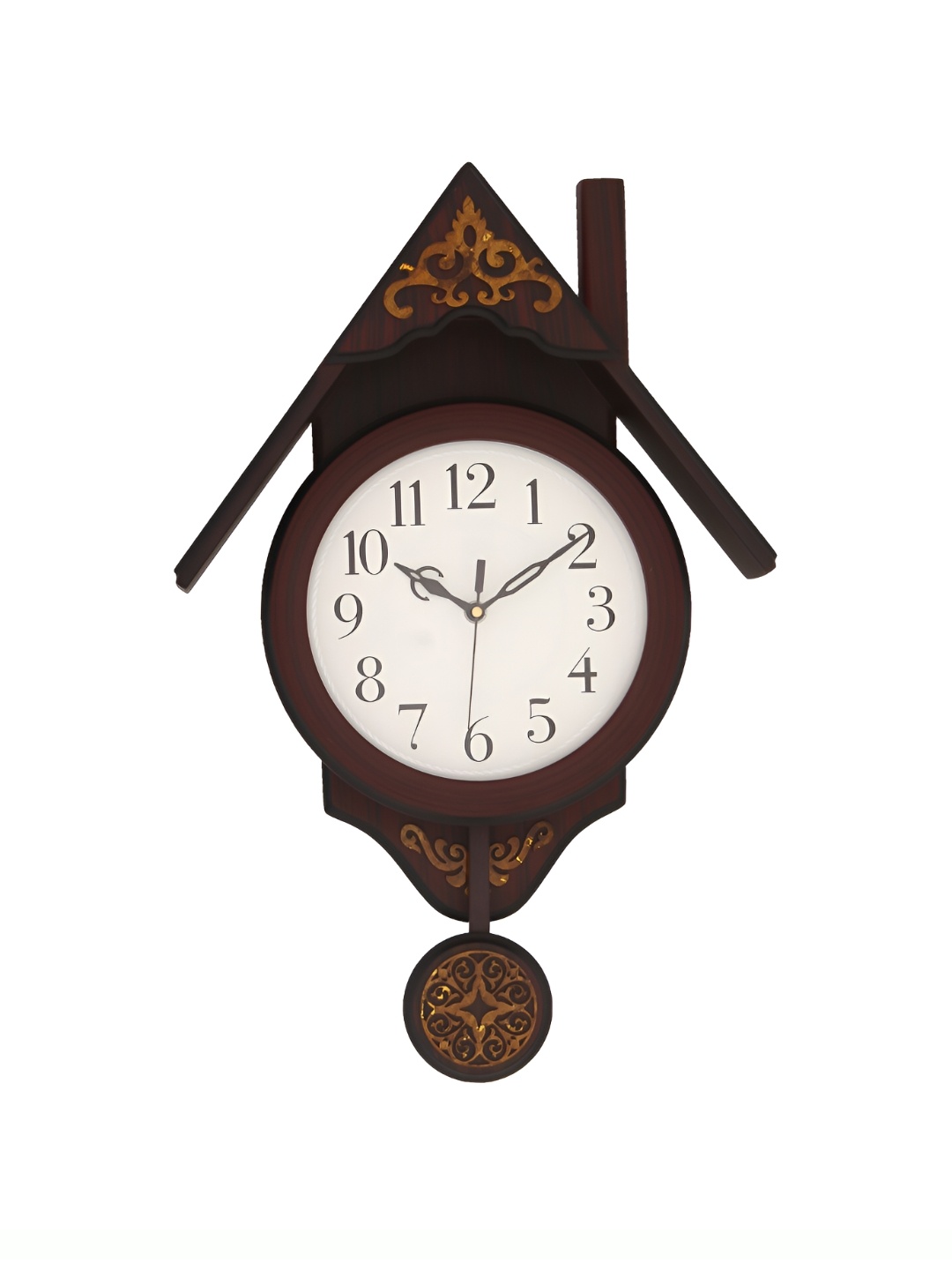 

CHRONIKLE Brown & White Printed Wooden Traditional Wall Clock