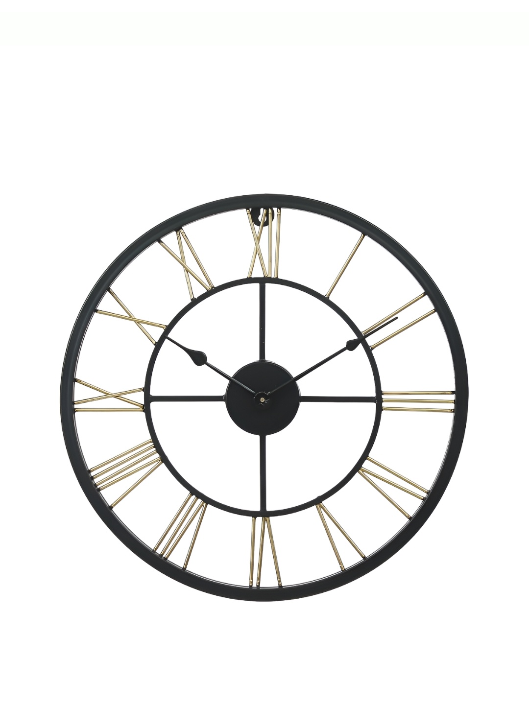 

CHRONIKLE Gold-Toned & Black Metal Textured Round Contemporary Wall Clock