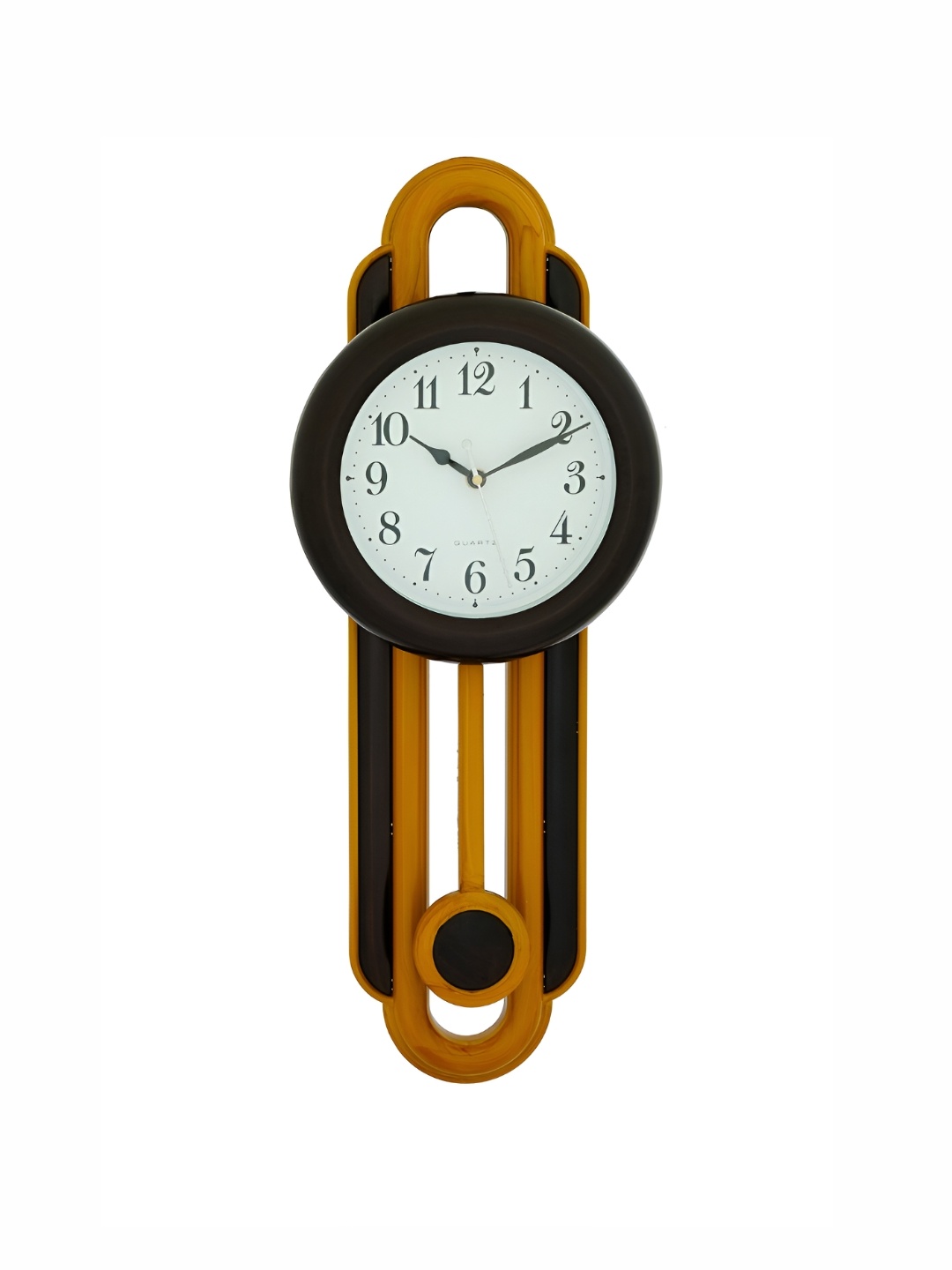 

CHRONIKLE Mustard & Brown Wooden Round Traditional Pendulum Wall Clock