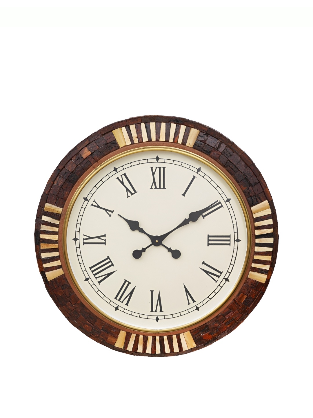 

CHRONIKLE Brown & White Textured Wooden Round Contemporary Wall Clock