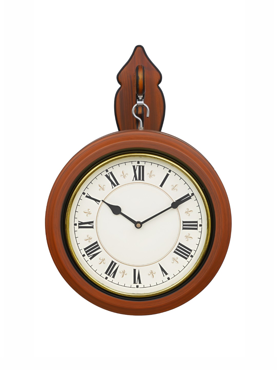 

CHRONIKLE Brown and White Round Analogue Contemporary Wall Clock