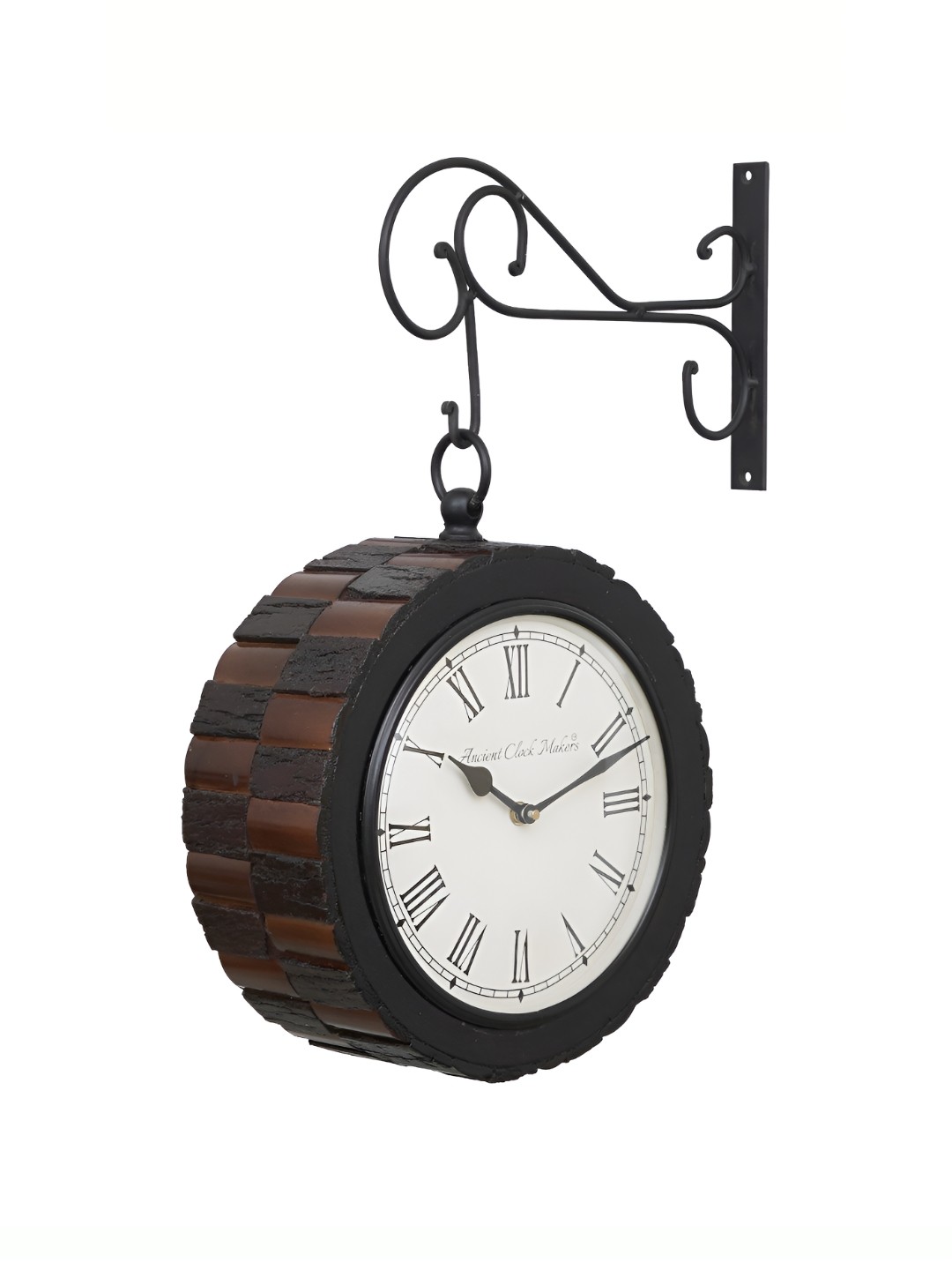 

CHRONIKLE Brown & White Round Vintage Wall Clock
