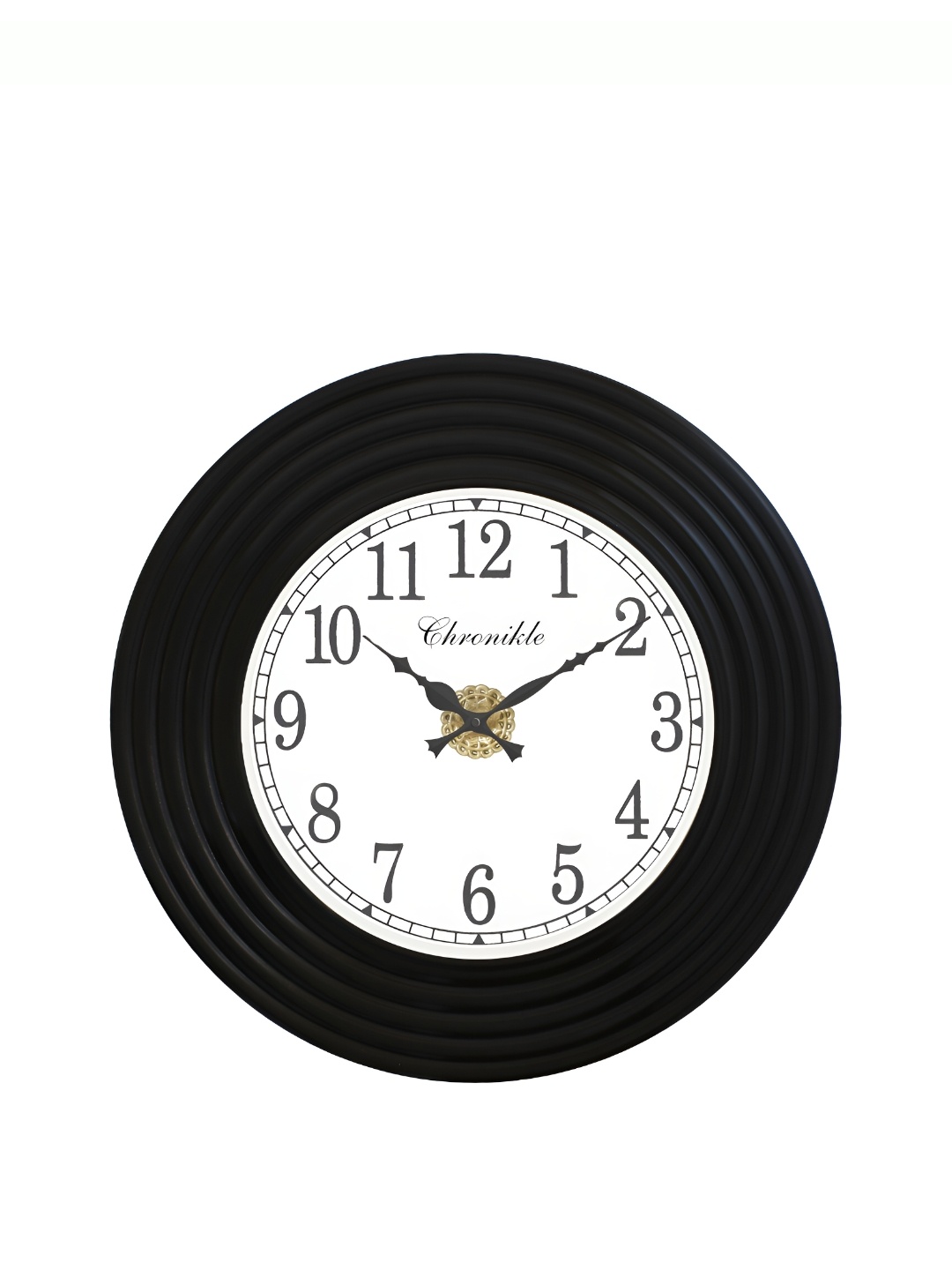

CHRONIKLE Black & White Wooden Round Contemporary Wall Clock