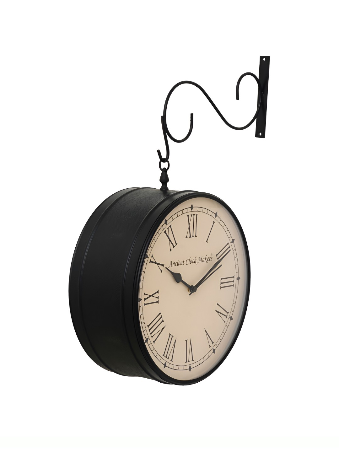 

CHRONIKLE Black & Beige Metal Round Contemporary Wall Clock