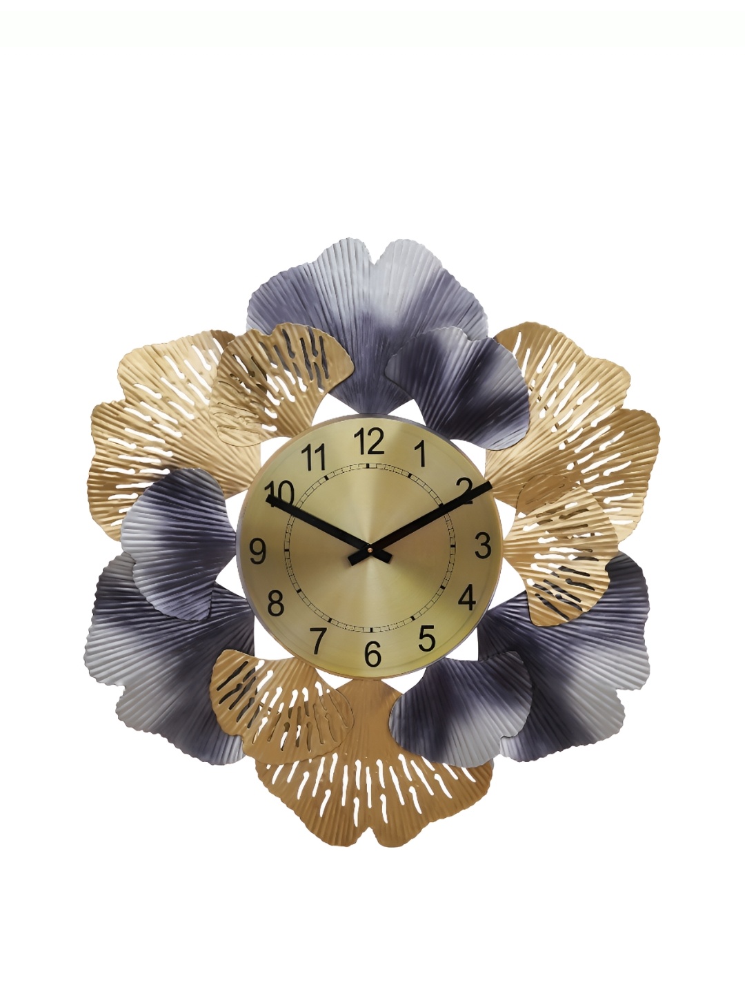 

CHRONIKLE Grey & Gold Toned Textured Round Contemporary Wall Clock