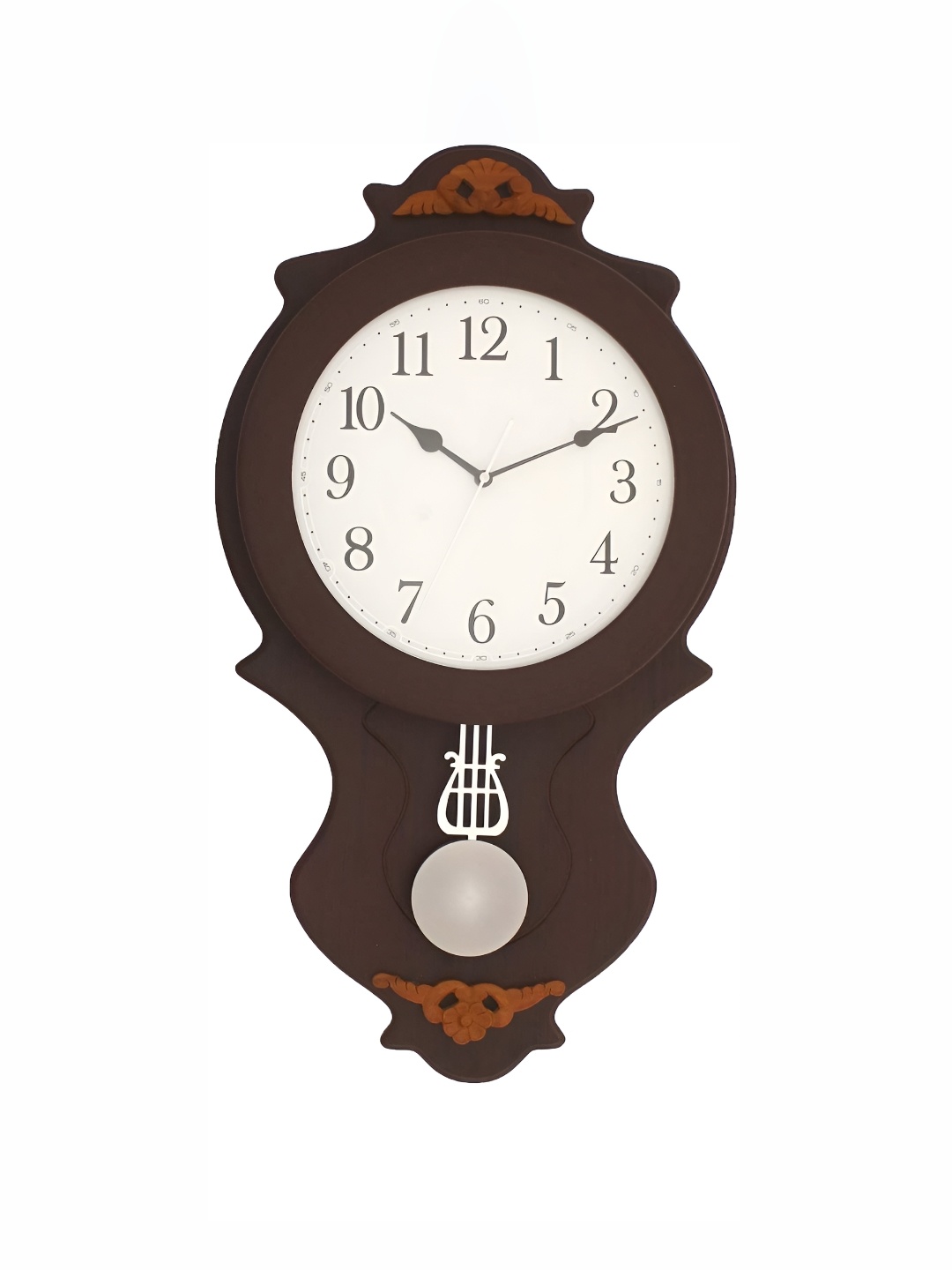 

CHRONIKLE Brown & White Wooden Round Traditional Wall Clock