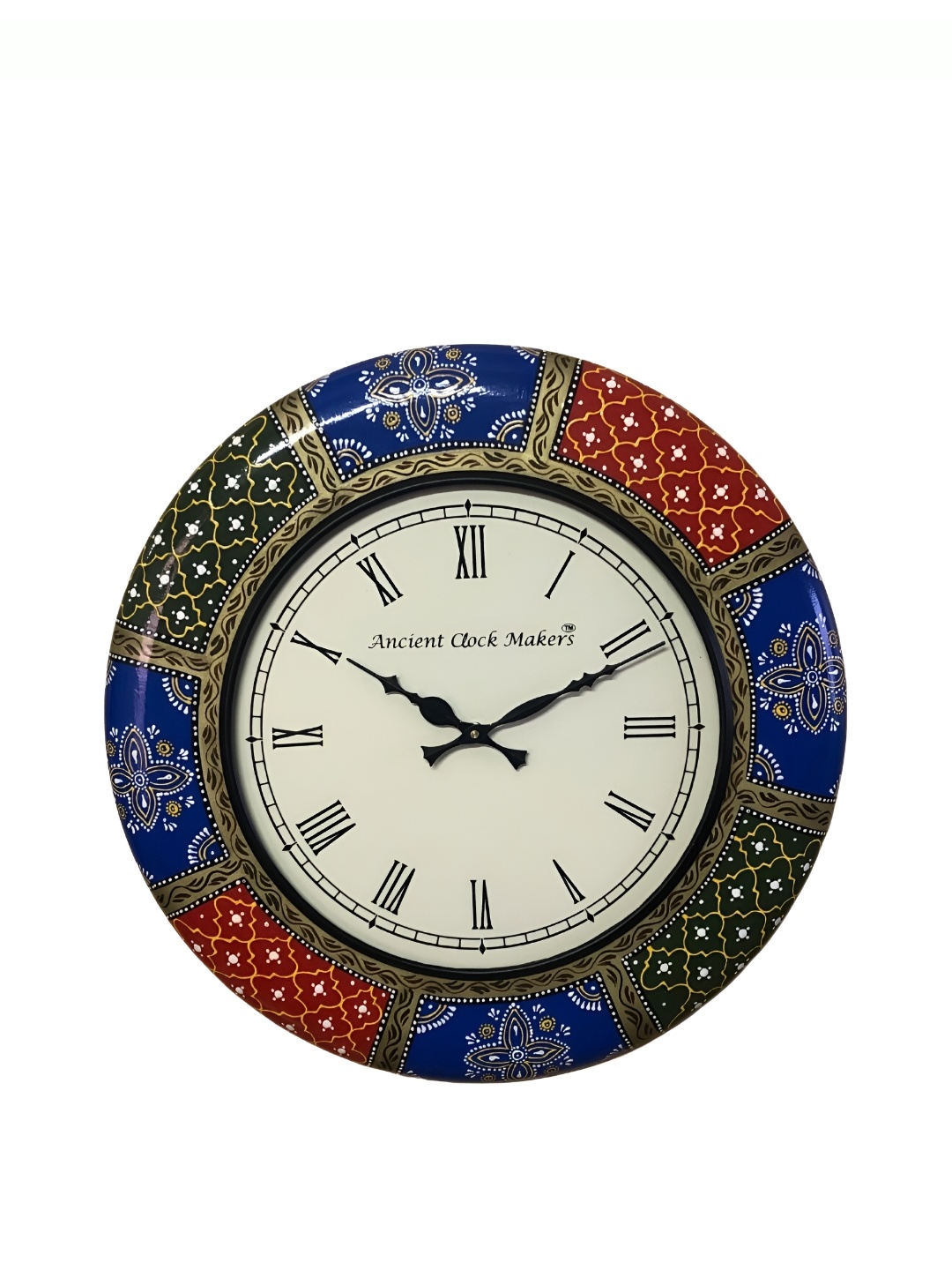 

CHRONIKLE Traditional Round Wood Wall Clock, Blue