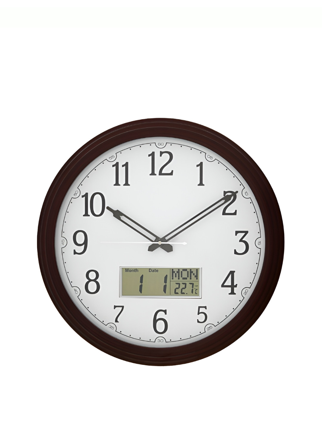

CHRONIKLE Brown & White Wooden Round Contemporary Wall Clock