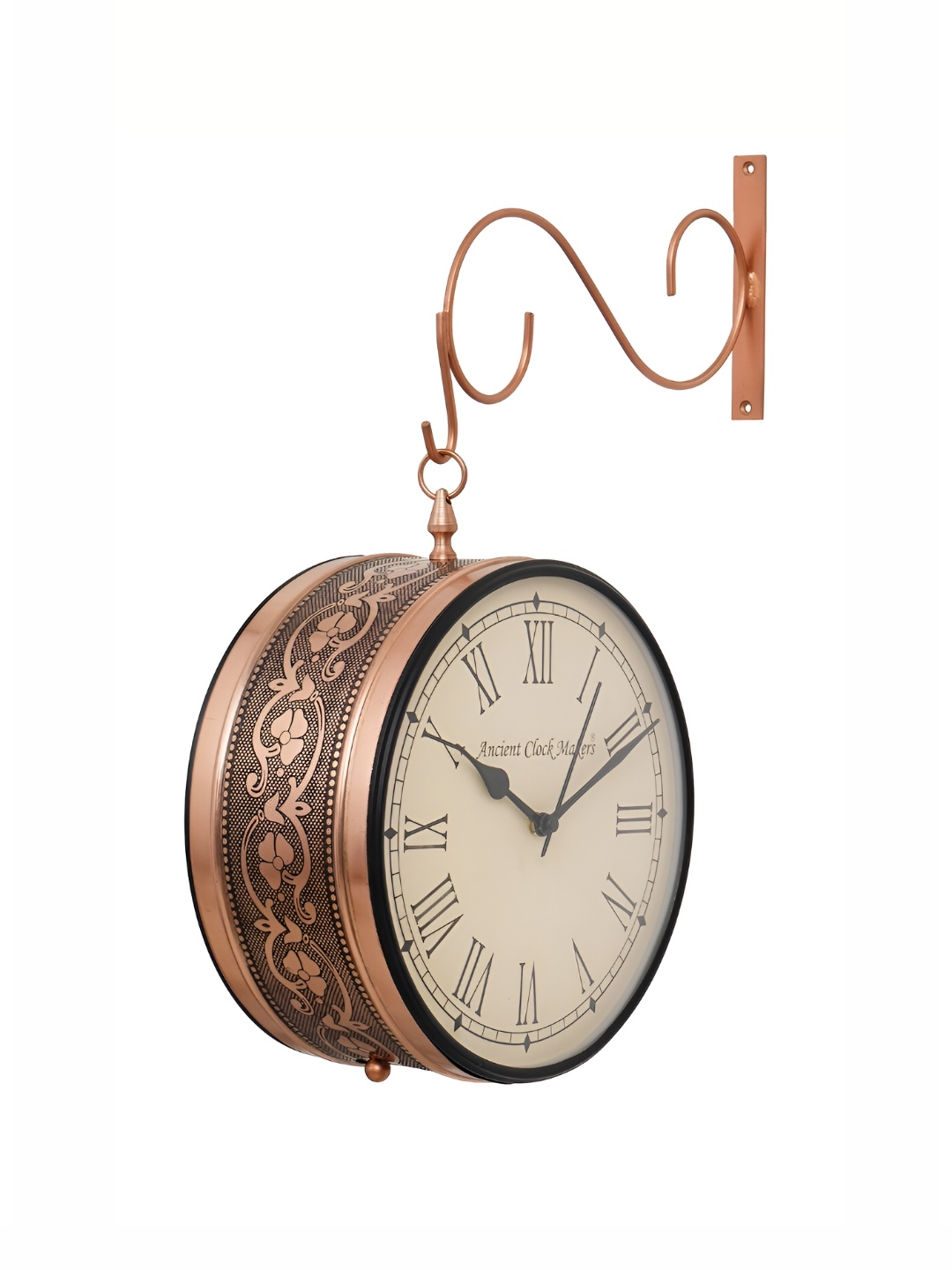 

CHRONIKLE Copper-Toned Round Metal Traditional Wall Clock