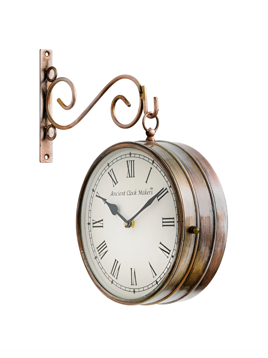 

CHRONIKLE Copper Toned Metal Round Contemporary Wall Clock