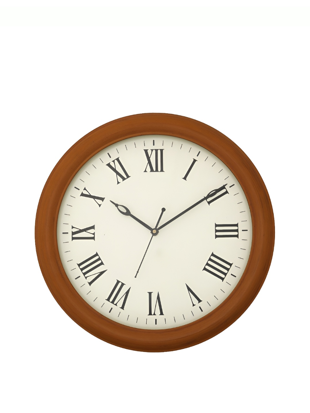 

CHRONIKLE Brown & White Wooden Printed Round Contemporary Wall Clock