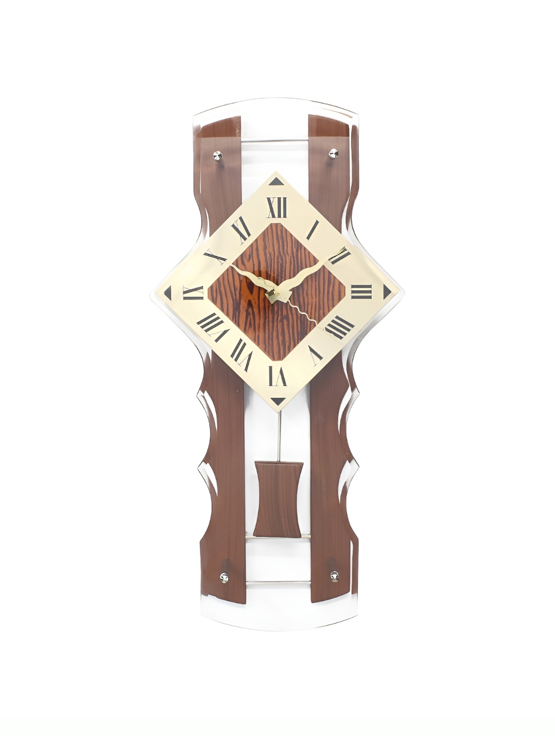 

CHRONIKLE Brown Abstract Shaped Wood Traditional Wall Clock