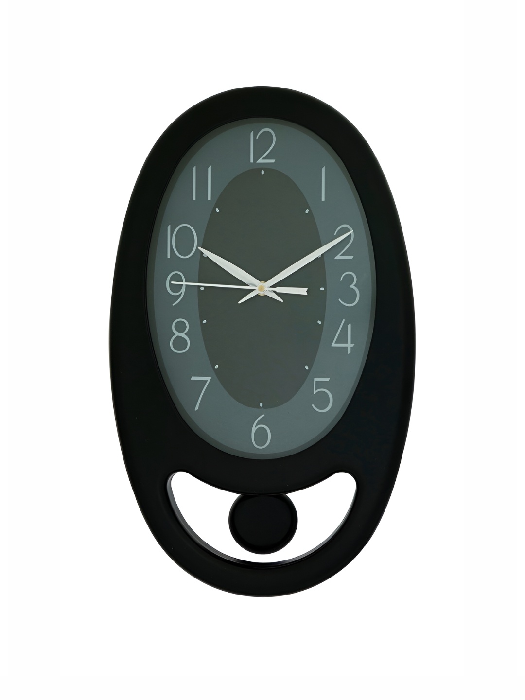 

CHRONIKLE Black Analogue Contemporary Pendulum Oval Shaped Wall Clock
