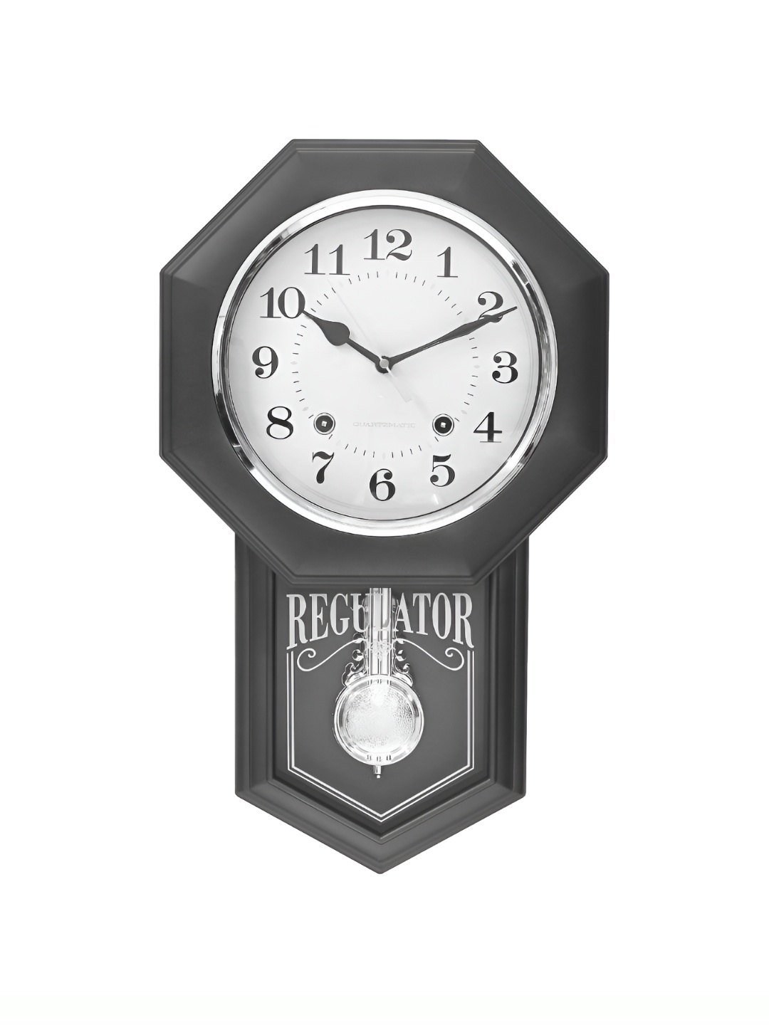 

CHRONIKLE Grey & White Round Traditional Pendulum Wall Clock