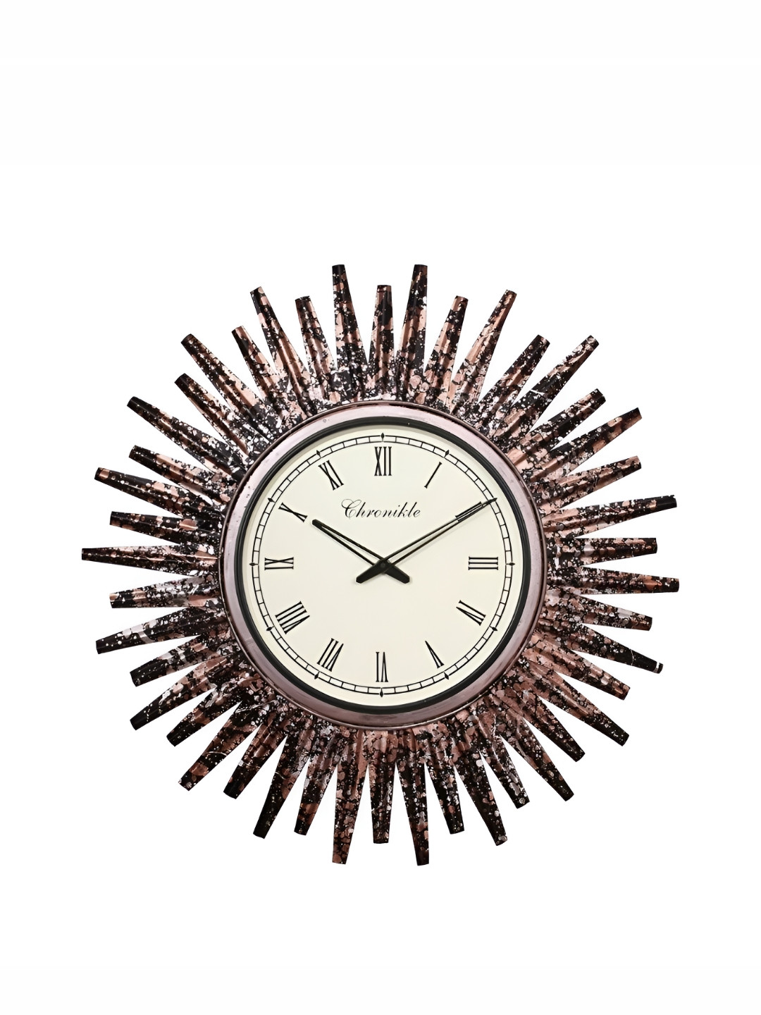 

CHRONIKLE Black & Copper-Toned Metal Textured Round Contemporary Wall Clock
