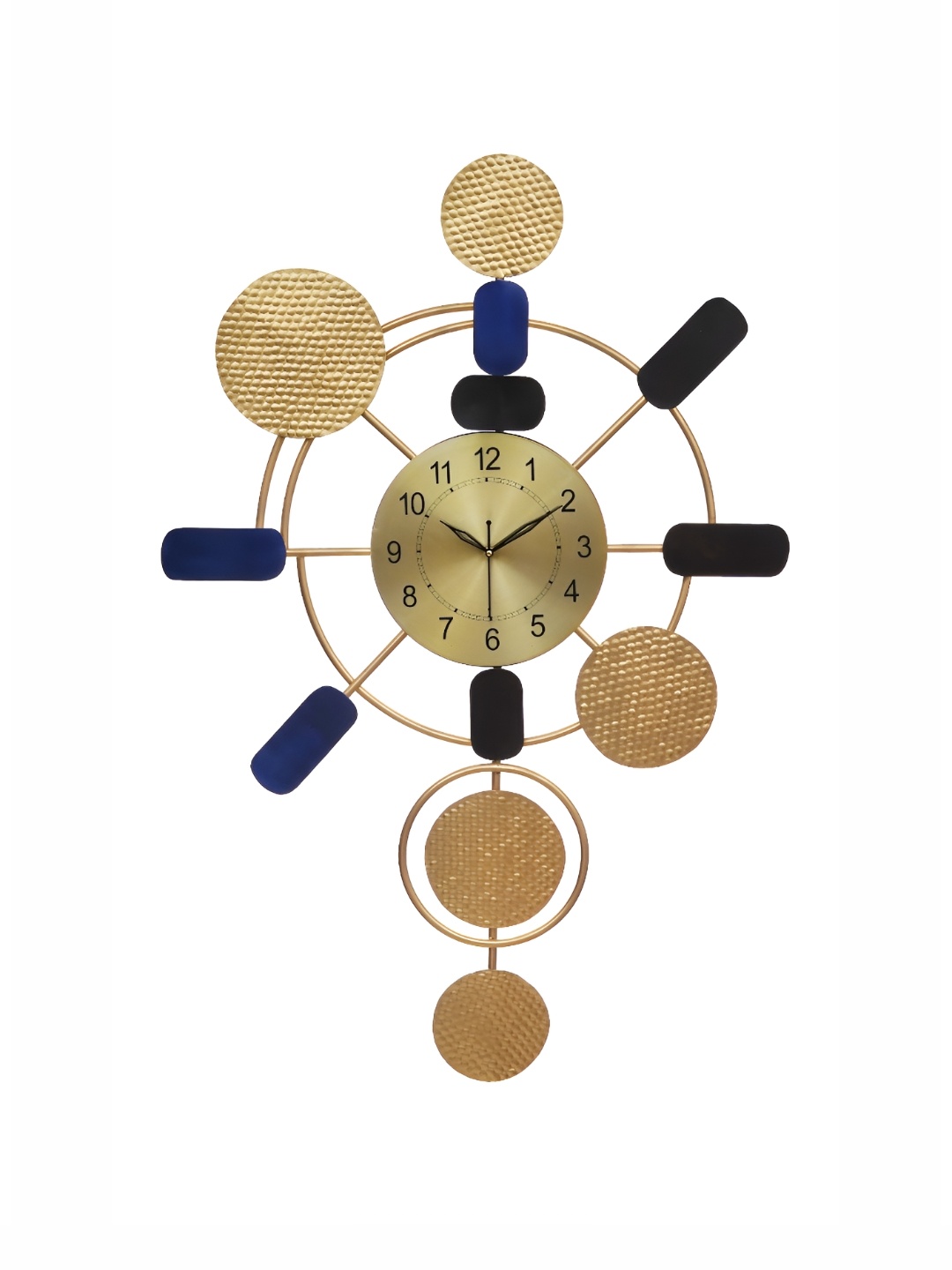 

CHRONIKLE Gold Toned & Black Textured Round Contemporary Wall Clock