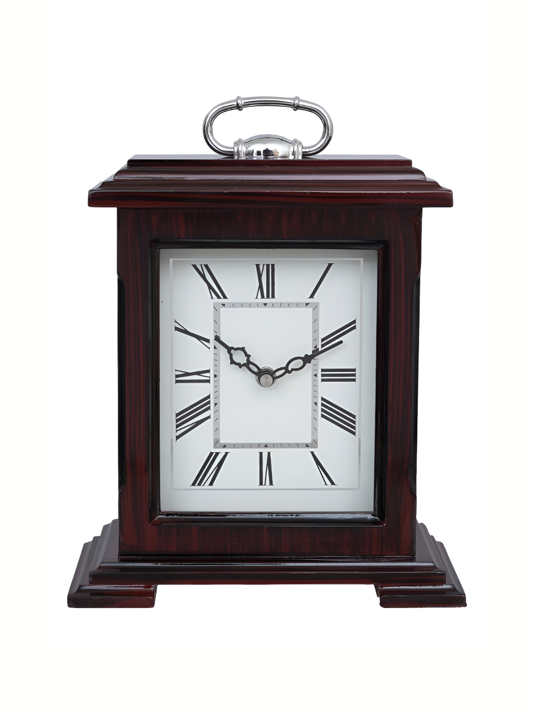 

CHRONIKLE Brown & White Wooden Rectangular Contemporary Table Clock