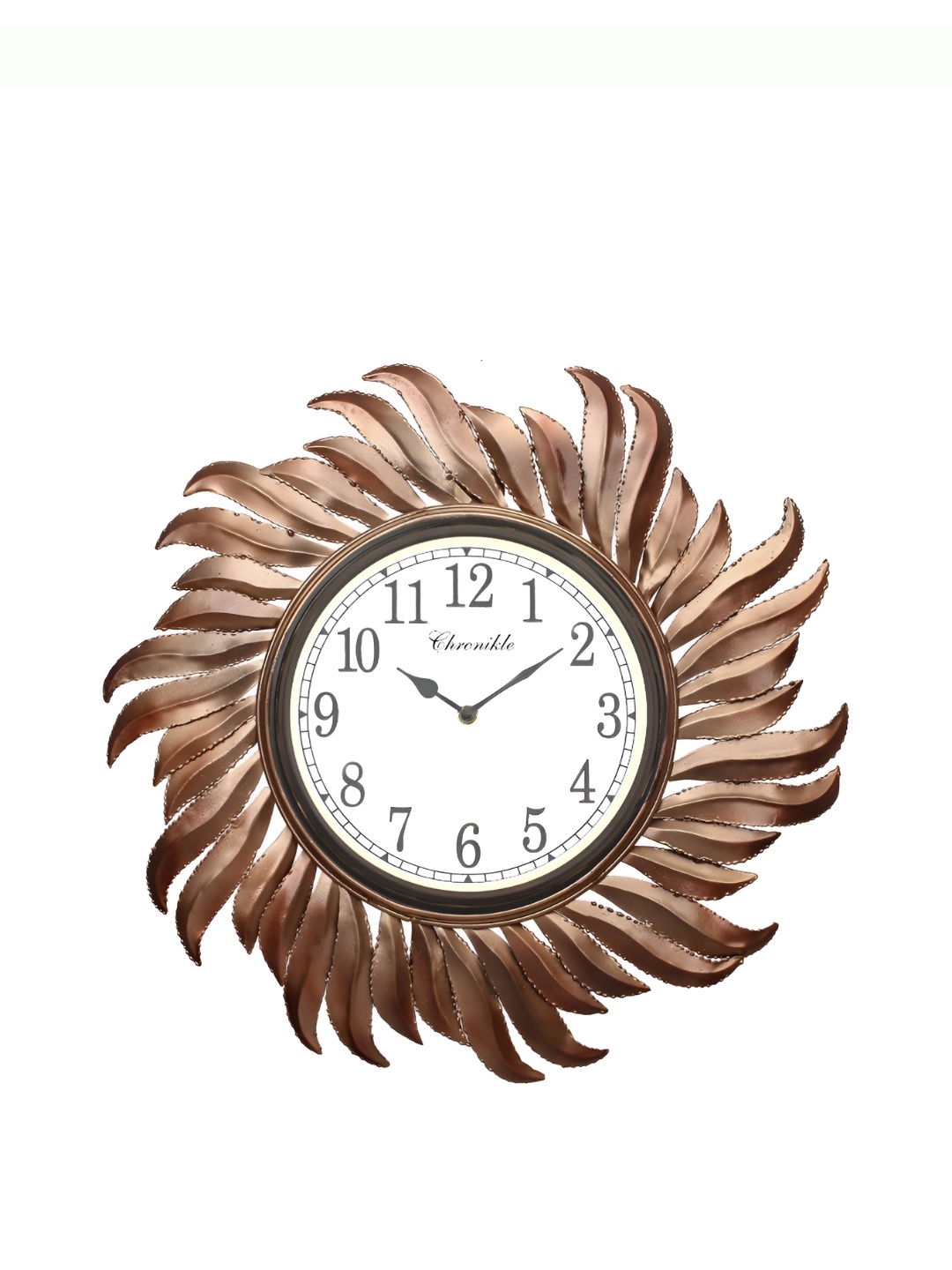 

CHRONIKLE CopperToned and Black Round Analogue Contemporary Wall Clock, Copper