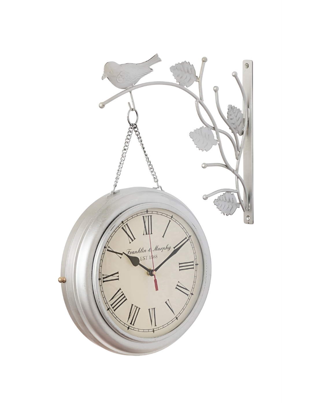 

CHRONIKLE SilverToned and Black Round Analogue Contemporary Wall Clock, Silver