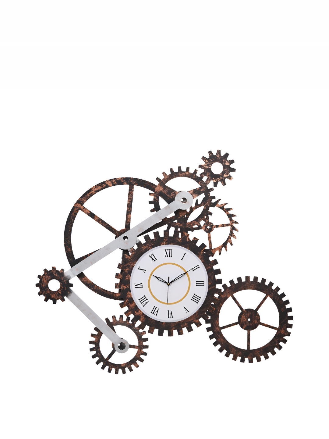 

CHRONIKLE Copper Toned & White Printed Traditional Wall Clock