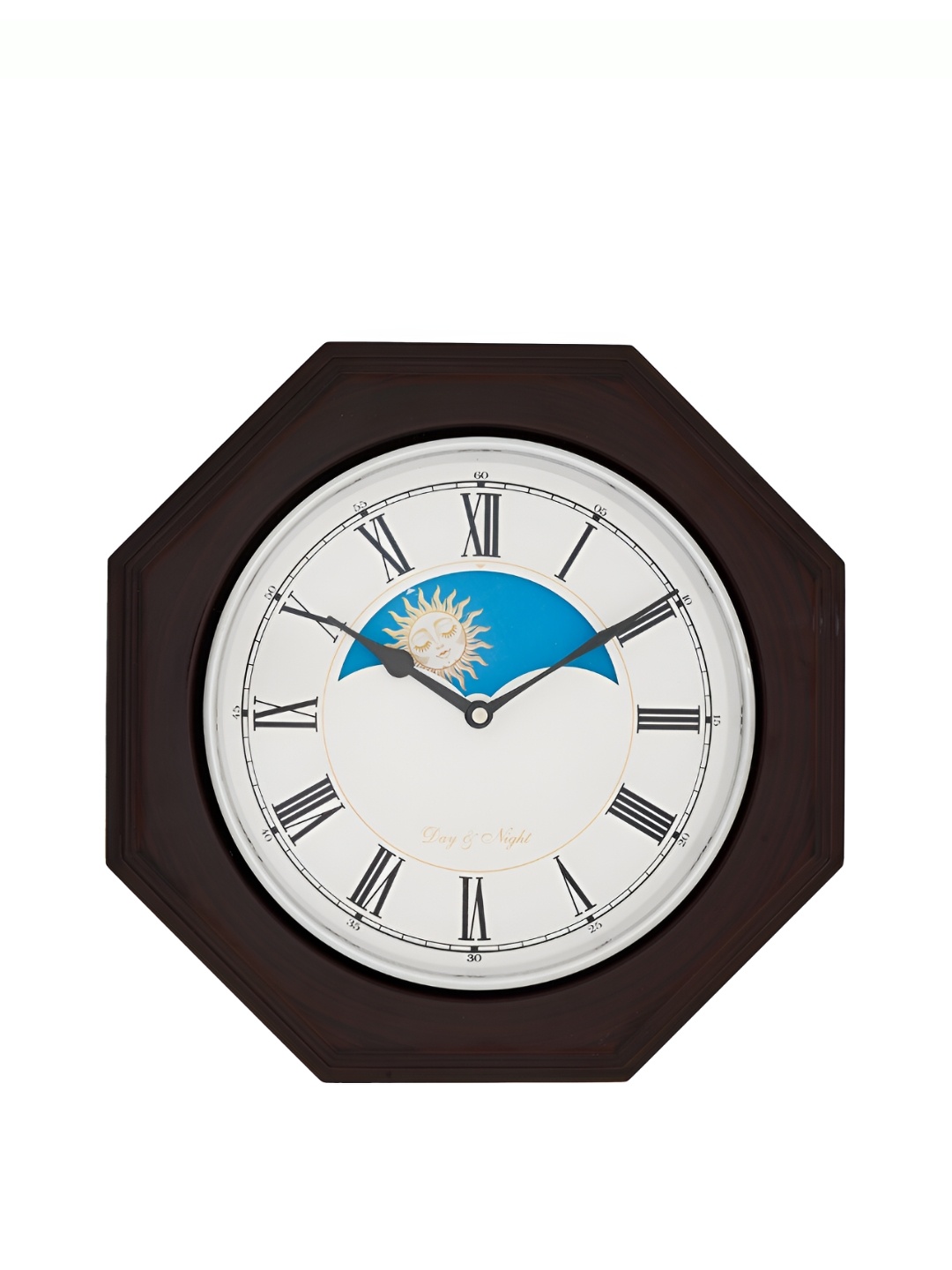 

CHRONIKLE Brown & White Wooden Round Contemporary Wall Clock