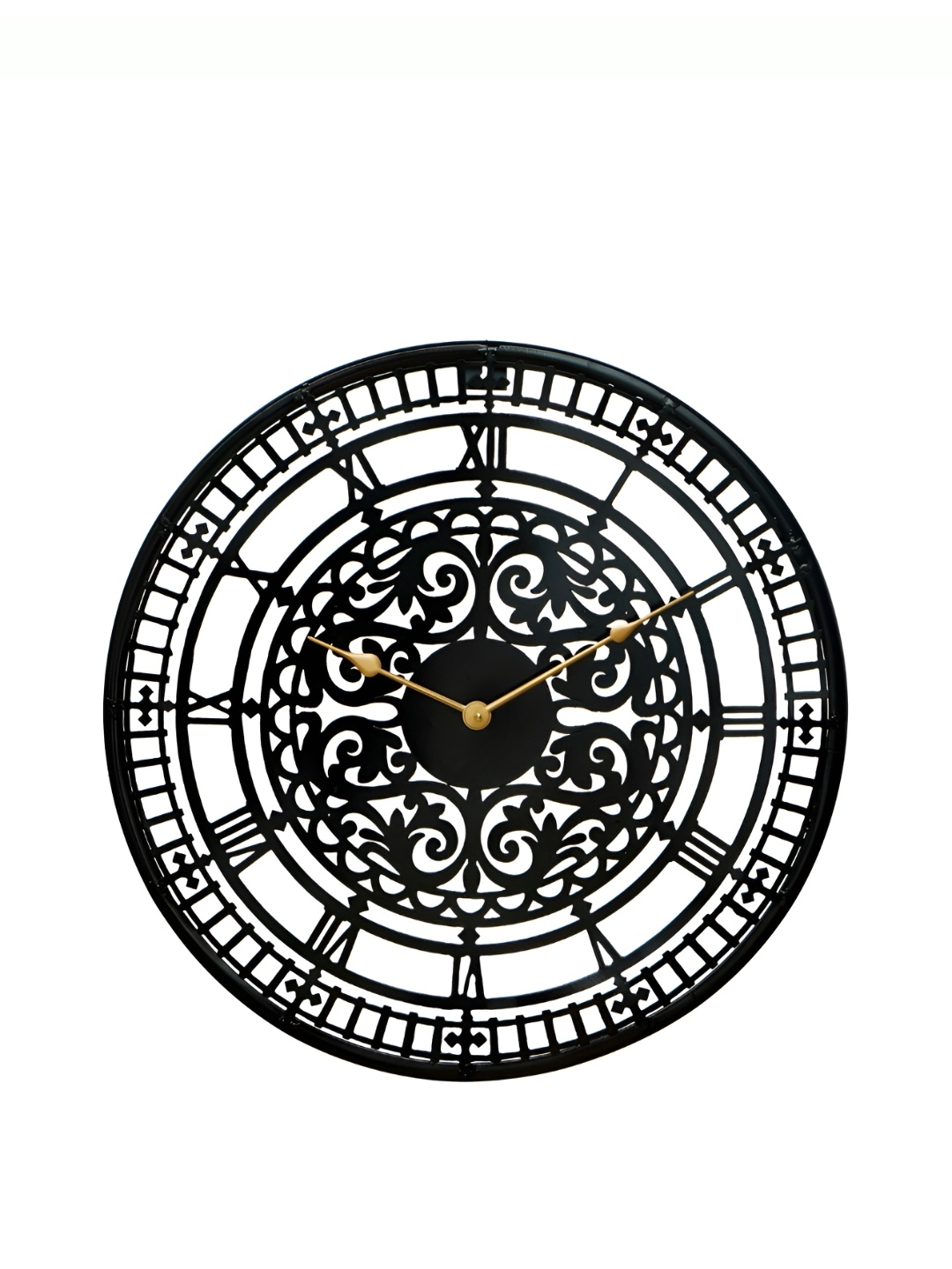 

CHRONIKLE Black & Gold-Toned Metal Round Contemporary Wall Clock