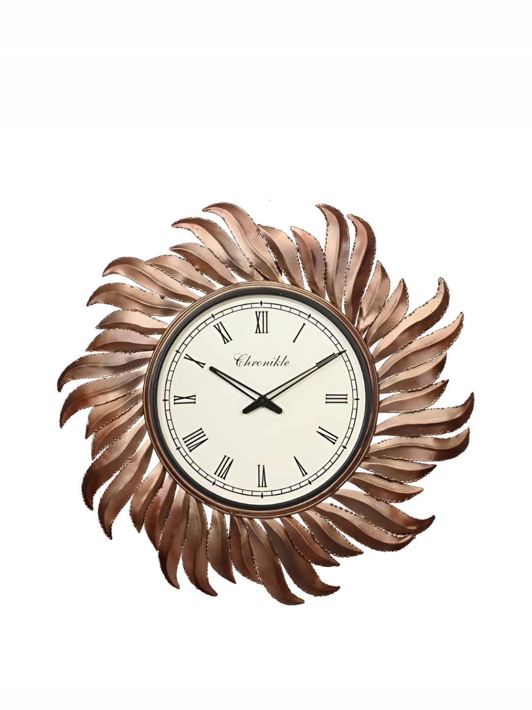 

CHRONIKLE CopperToned and Black Round Analogue Contemporary Wall Clock, Copper