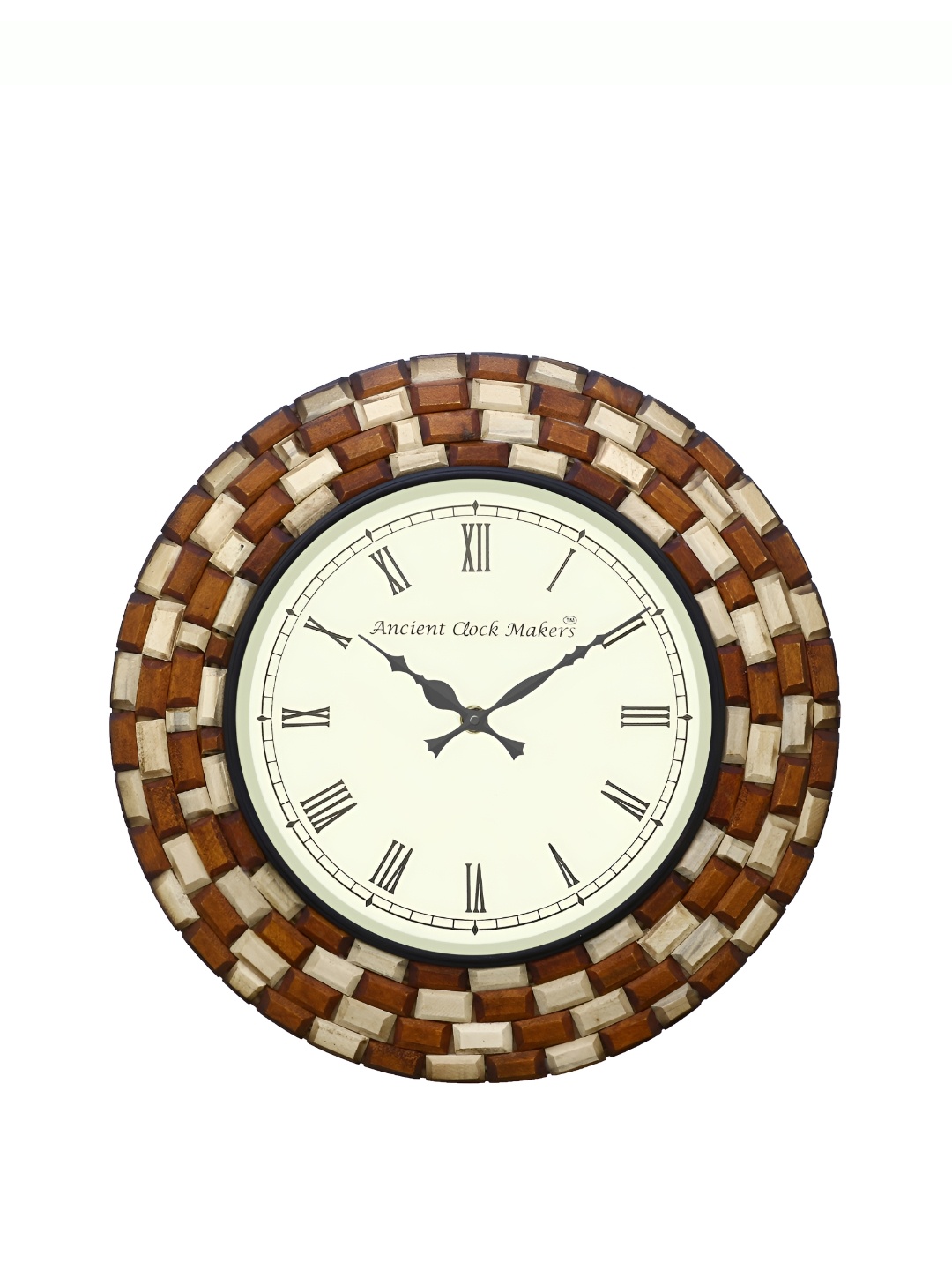 

CHRONIKLE Brown & Beige Textured Analogue Contemporary Rounded Wall Clock