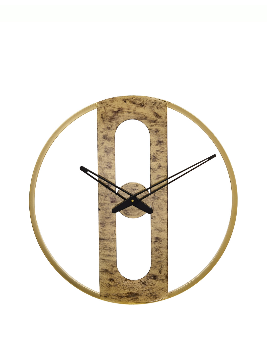 

CHRONIKLE Gold-Toned & Black Textured Metal Round Contemporary Wall Clock