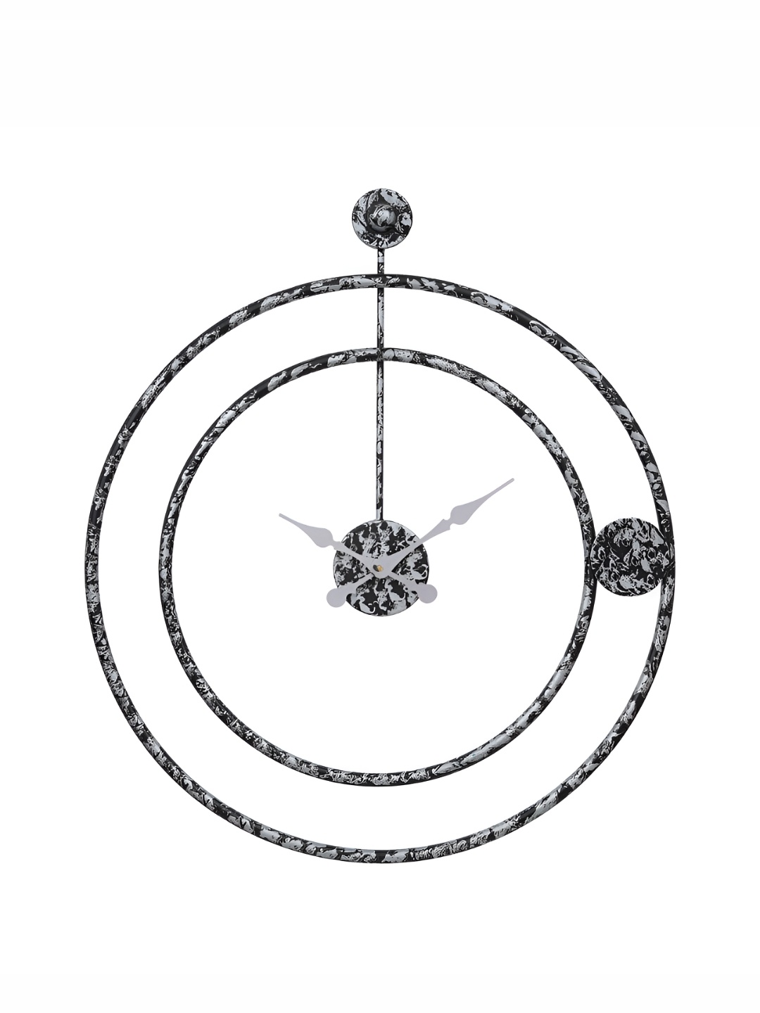 

CHRONIKLE Black & Silver Toned Colourblocked Round Contemporary Wall Clock